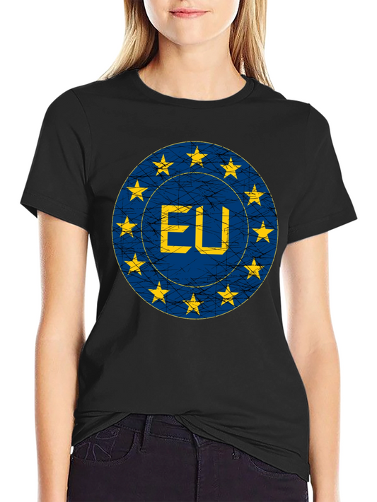 EU Flag Graphic T-Shirt - Distressed Design