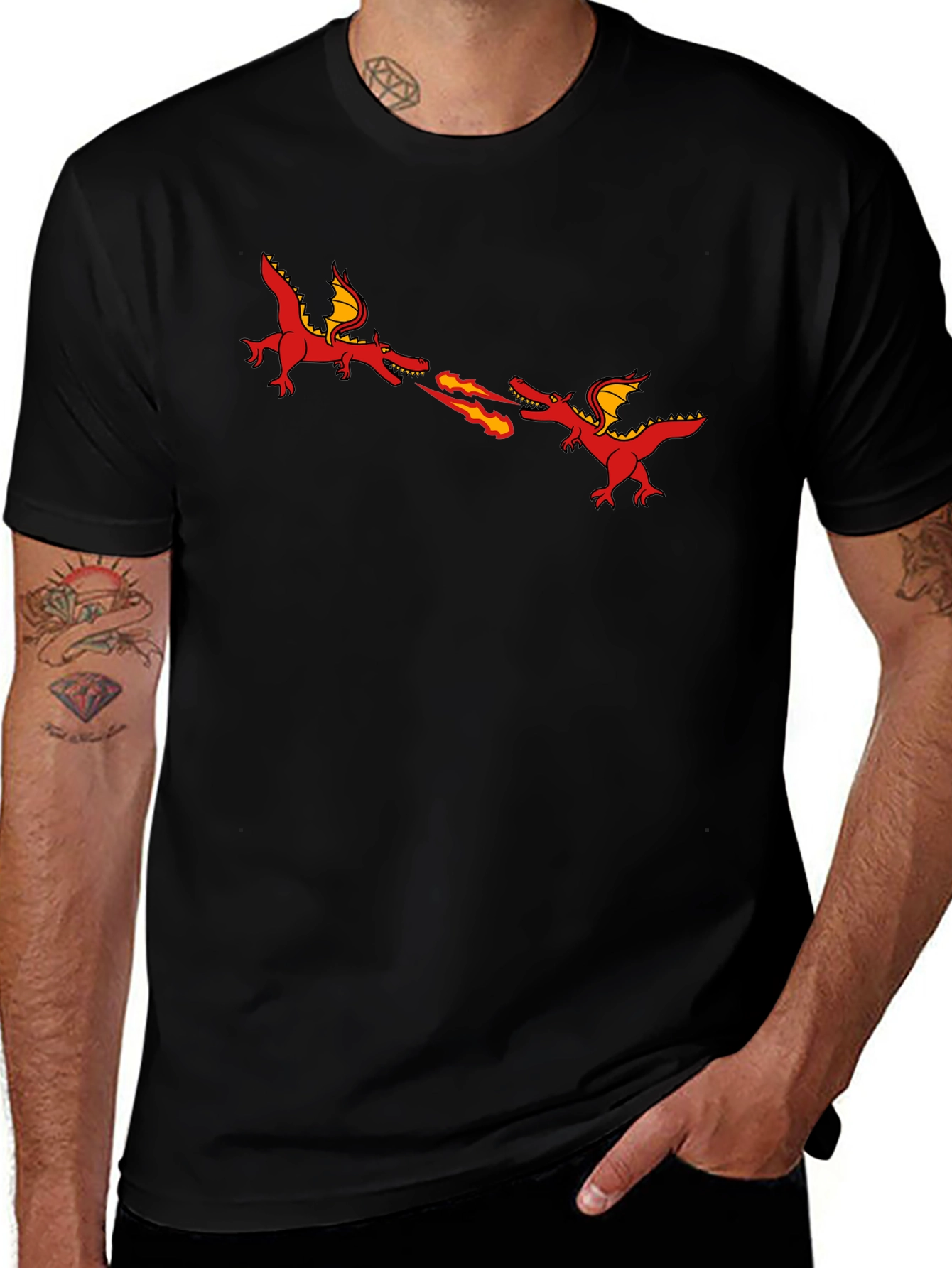 Dragon Fire Breath Graphic Black T-Shirt