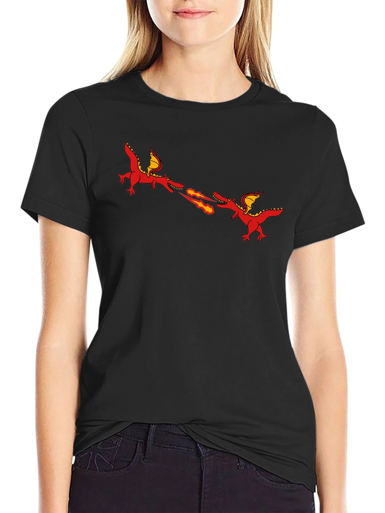 Dragon Fire Breath Graphic Black T-Shirt