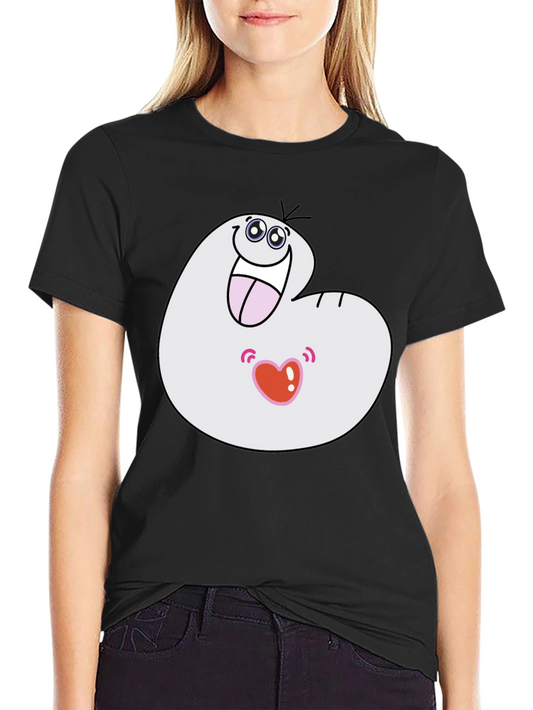 Funny Cartoon Character Graphic T-Shirt - Black