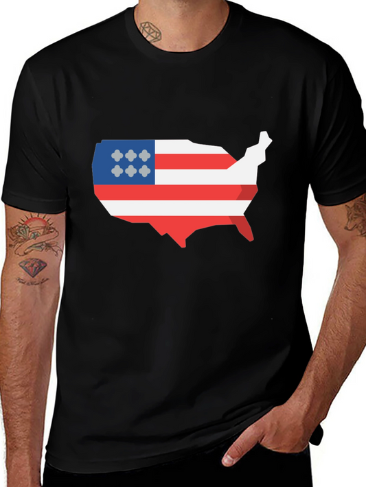 USA Map Flag Graphic T-Shirt