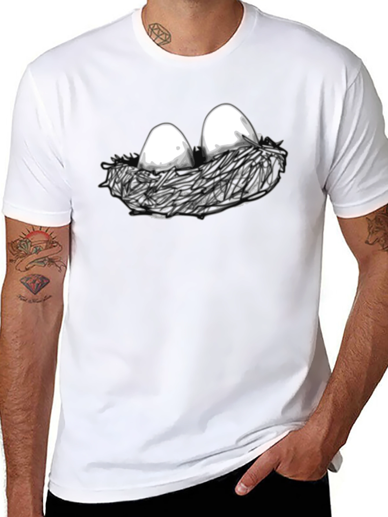 Eggs in Nest Graphic Black T-Shirt