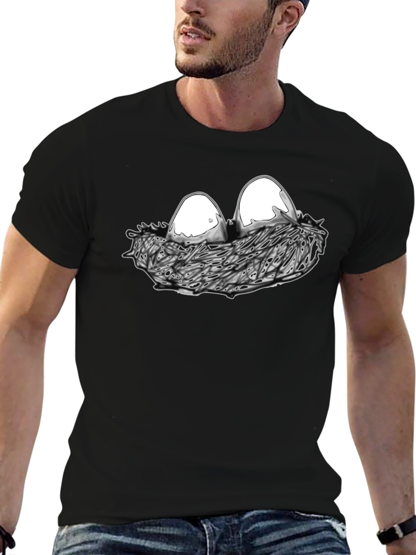 Eggs in Nest Graphic Black T-Shirt