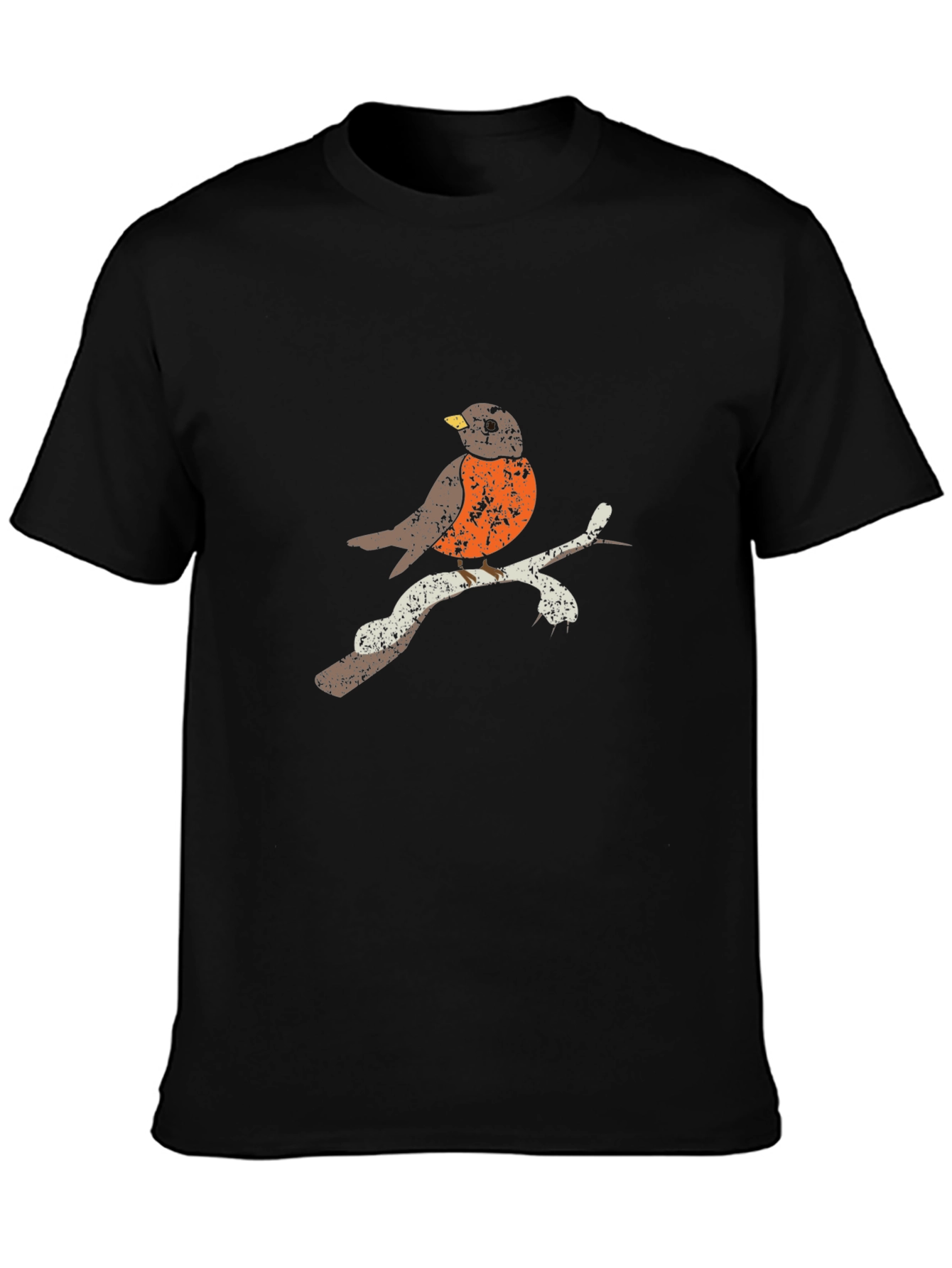 Robin Bird Graphic Tee - Black Cotton T-Shirt