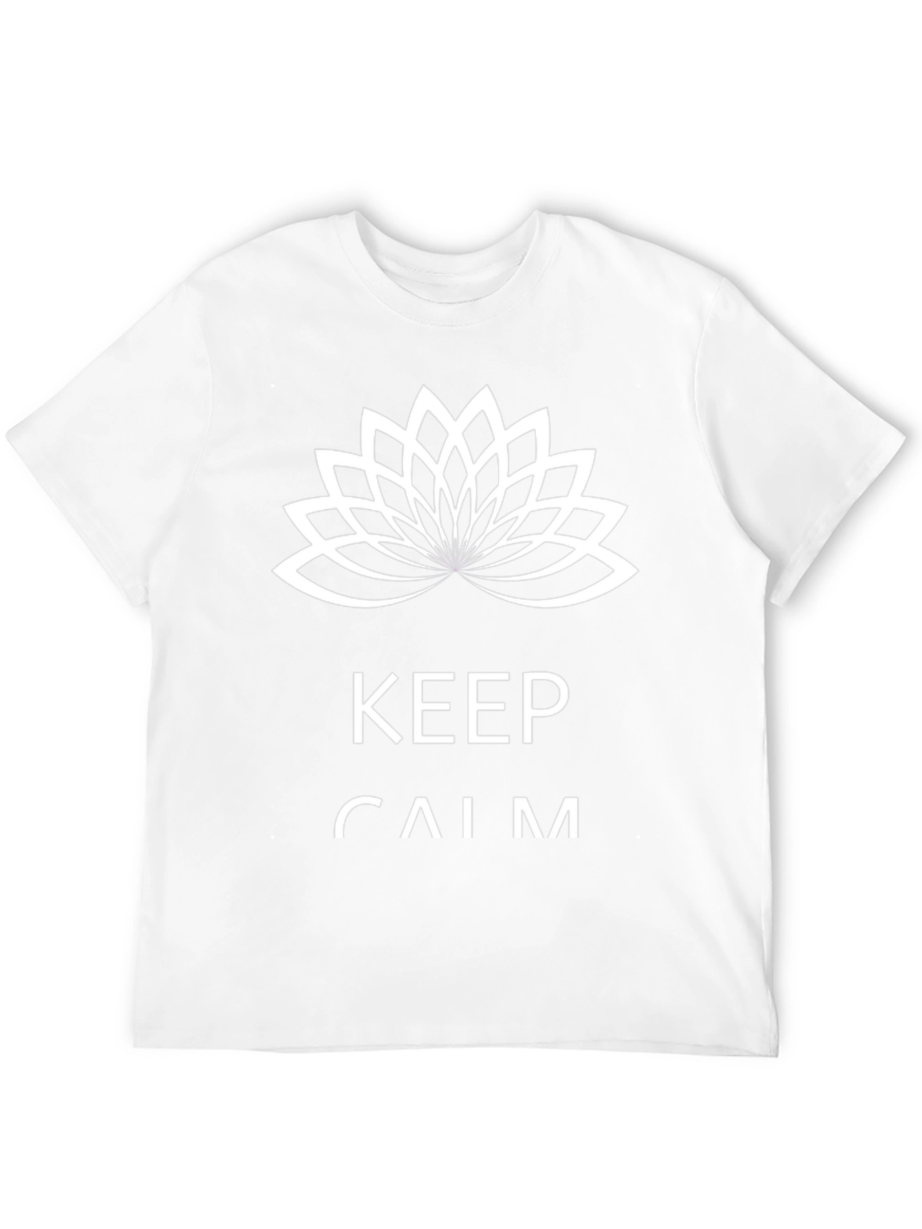 Keep Calm Black T-Shirt with Lotus Flower Design
