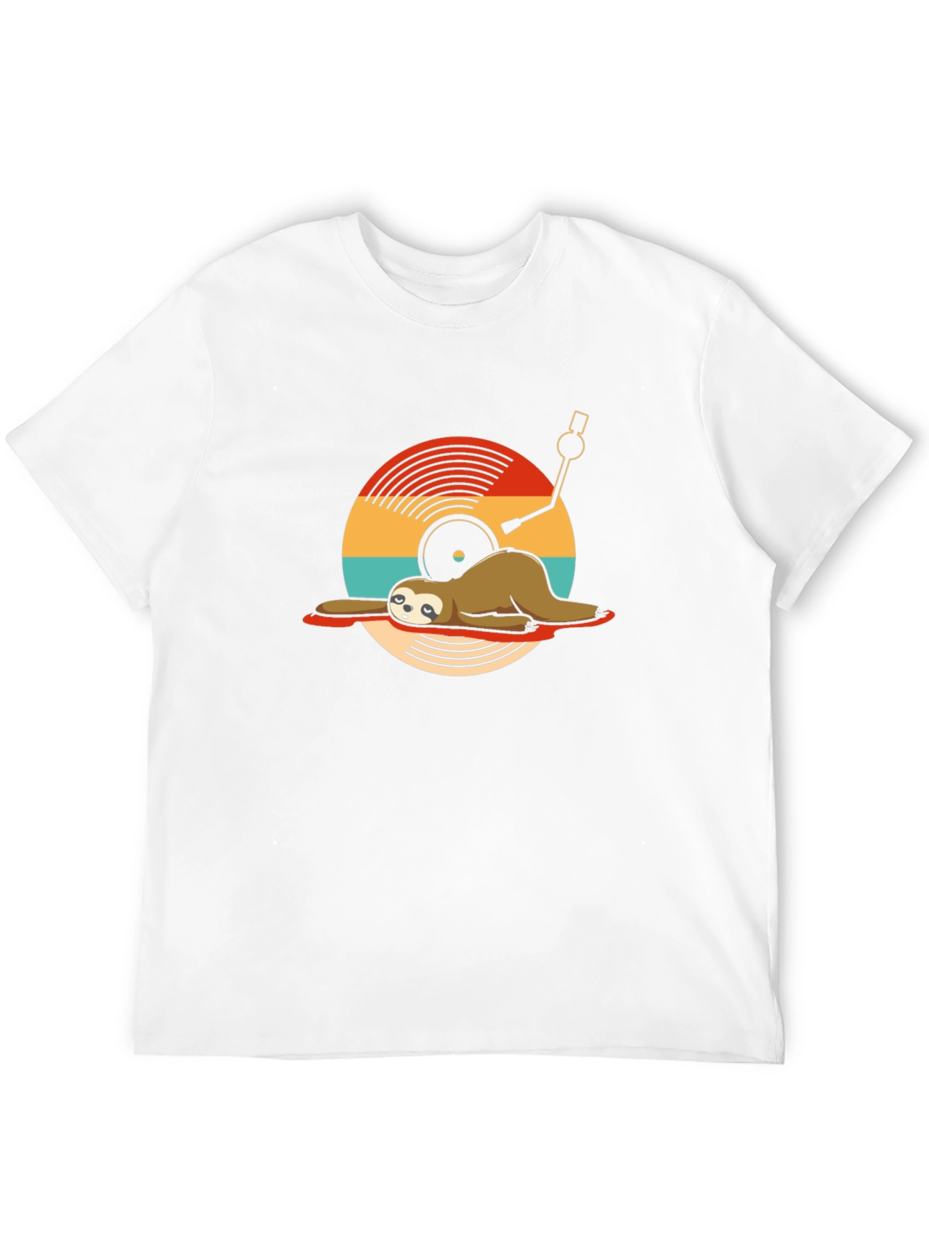 Sloth DJ Black T-Shirt - Relaxed Vinyl Vibes