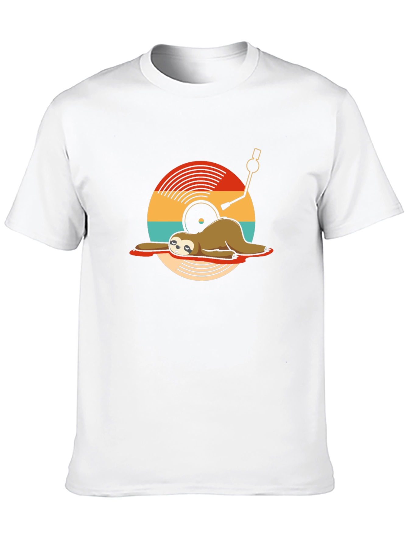 Sloth DJ Black T-Shirt - Relaxed Vinyl Vibes