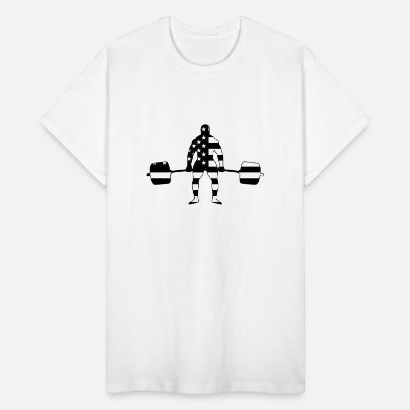 man lifting weights usa flag