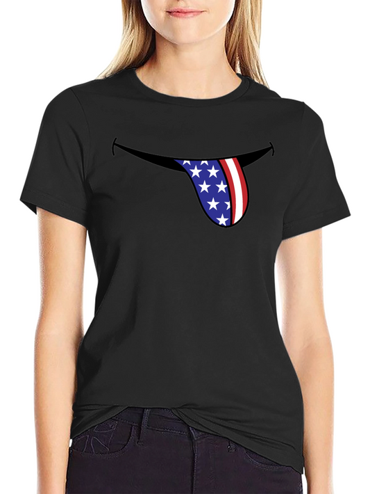American Flag Tongue Graphic T-Shirt