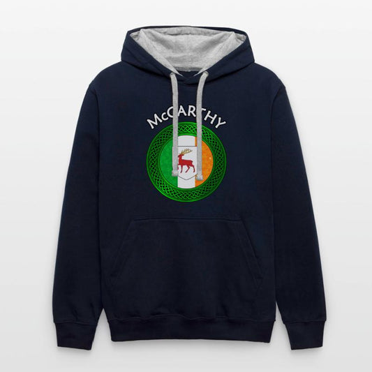 McCarthy Coat of Arms on Shamrock Irish Flag