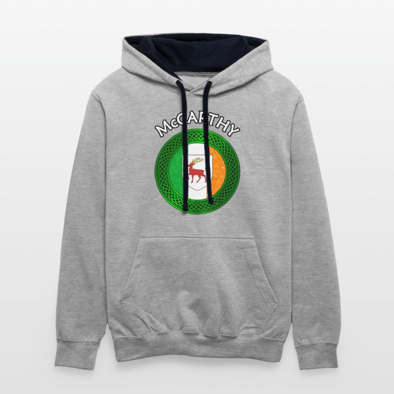 McCarthy Coat of Arms on Shamrock Irish Flag