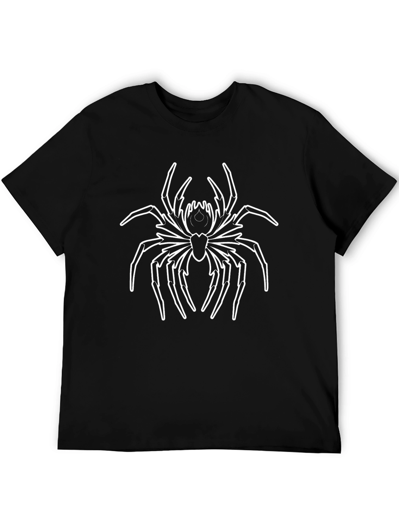 Black T-Shirt with White Spider Graphic