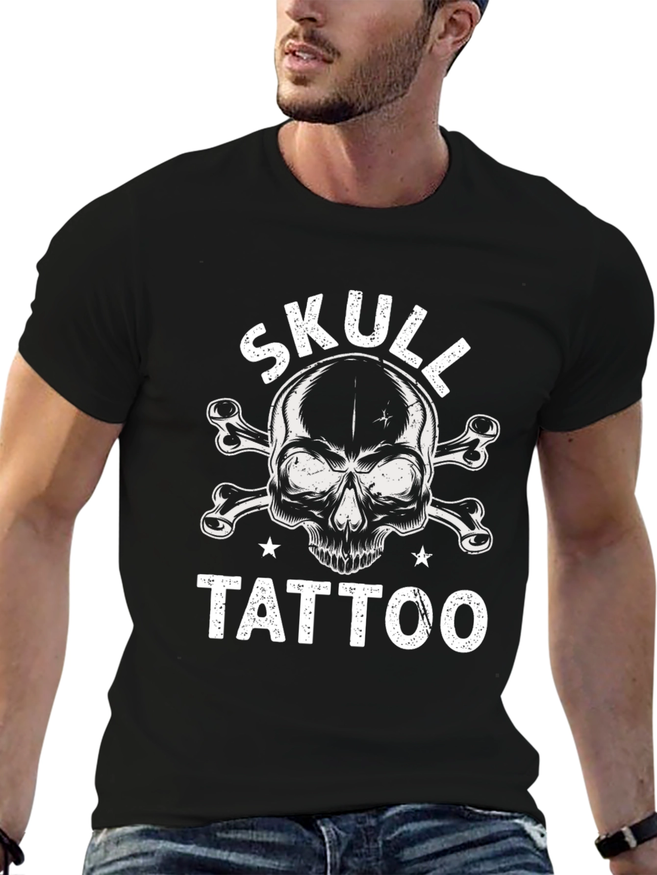 Skull Tattoo Graphic Black T-Shirt