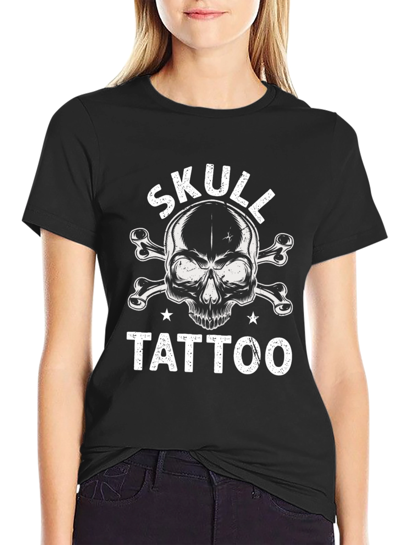 Skull Tattoo Graphic Black T-Shirt