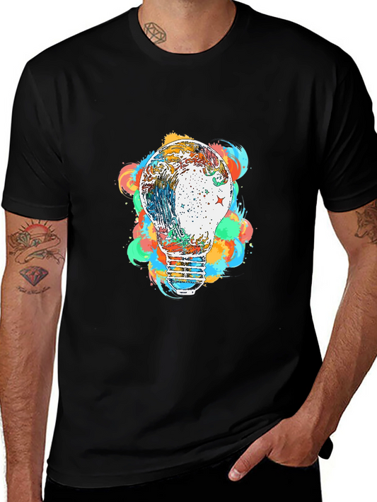 Eco Bulb Graphic Tee - Black Cotton T-Shirt