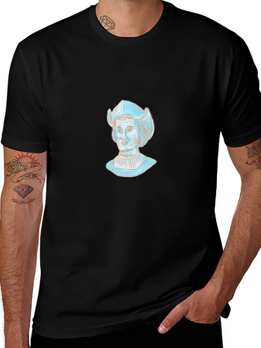 Black T-Shirt with Light Blue Portrait