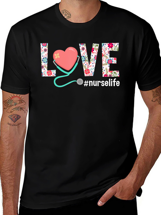 Floral LOVE Nurse Life Graphic Tee
