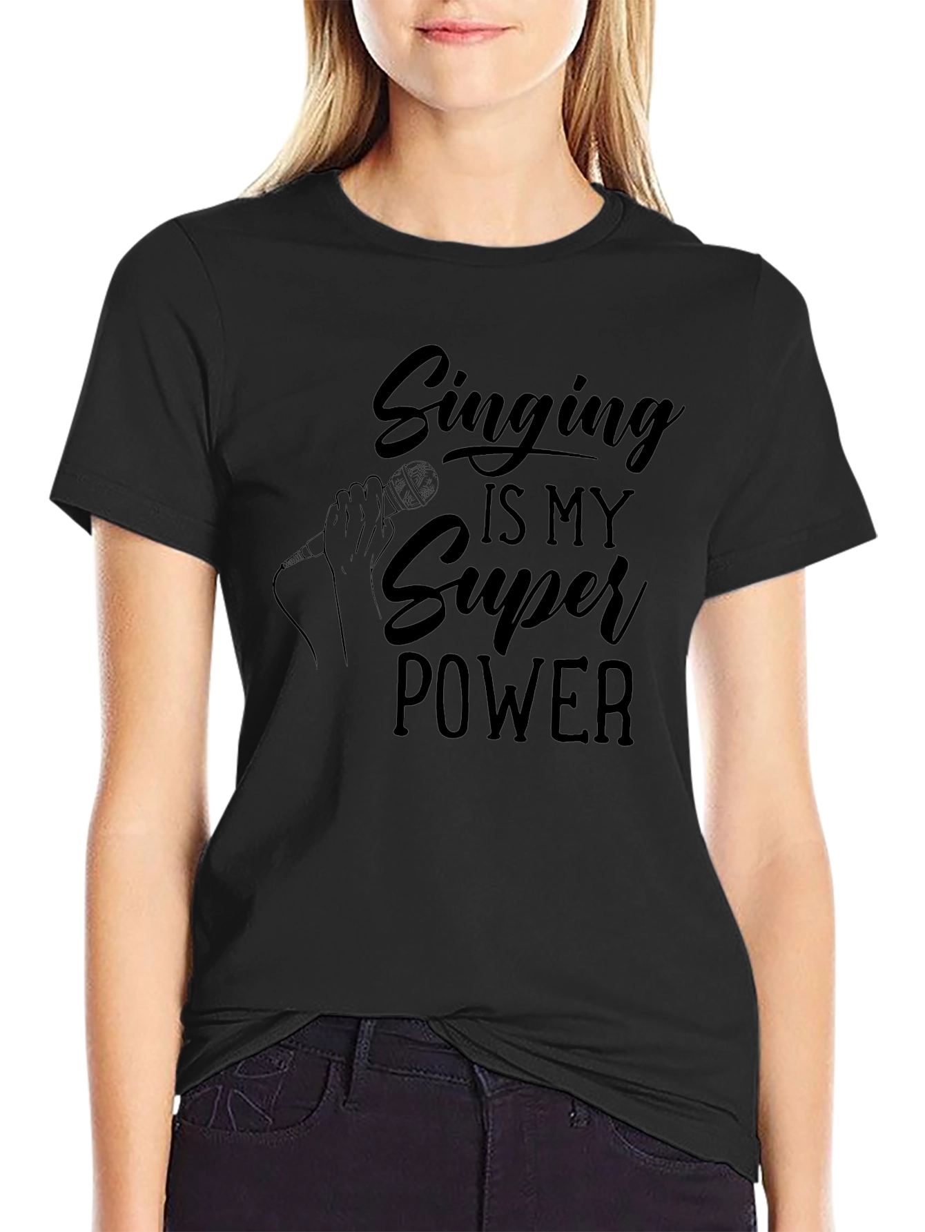 Singing is My Superpower Black T-Shirt