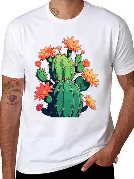 Cactus Flower Graphic Black T-Shirt