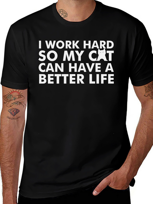 Work Hard Cat Lover T-Shirt