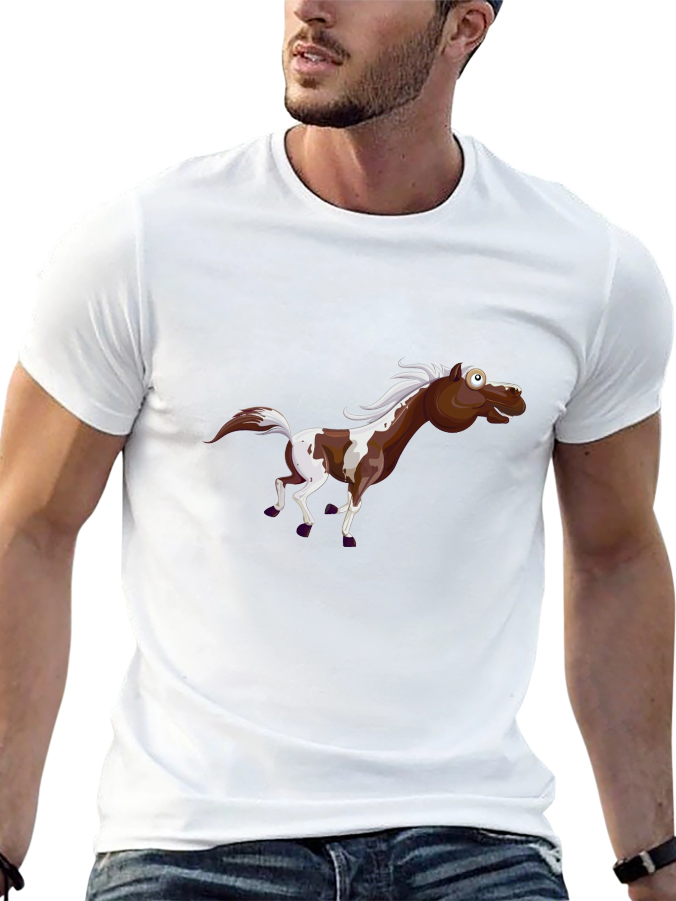 Funny Horse Graphic Black T-Shirt