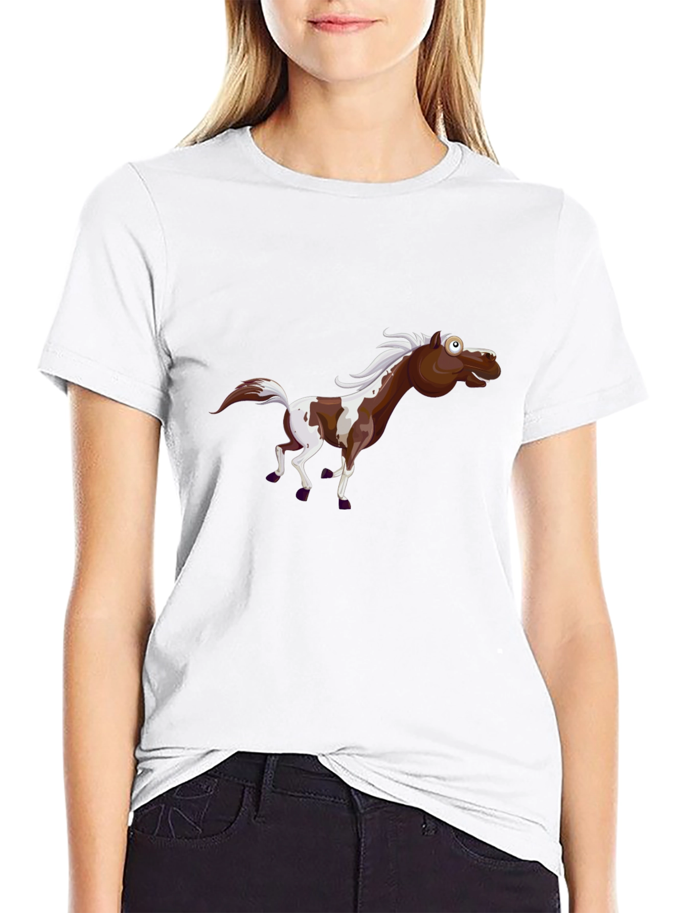 Funny Horse Graphic Black T-Shirt