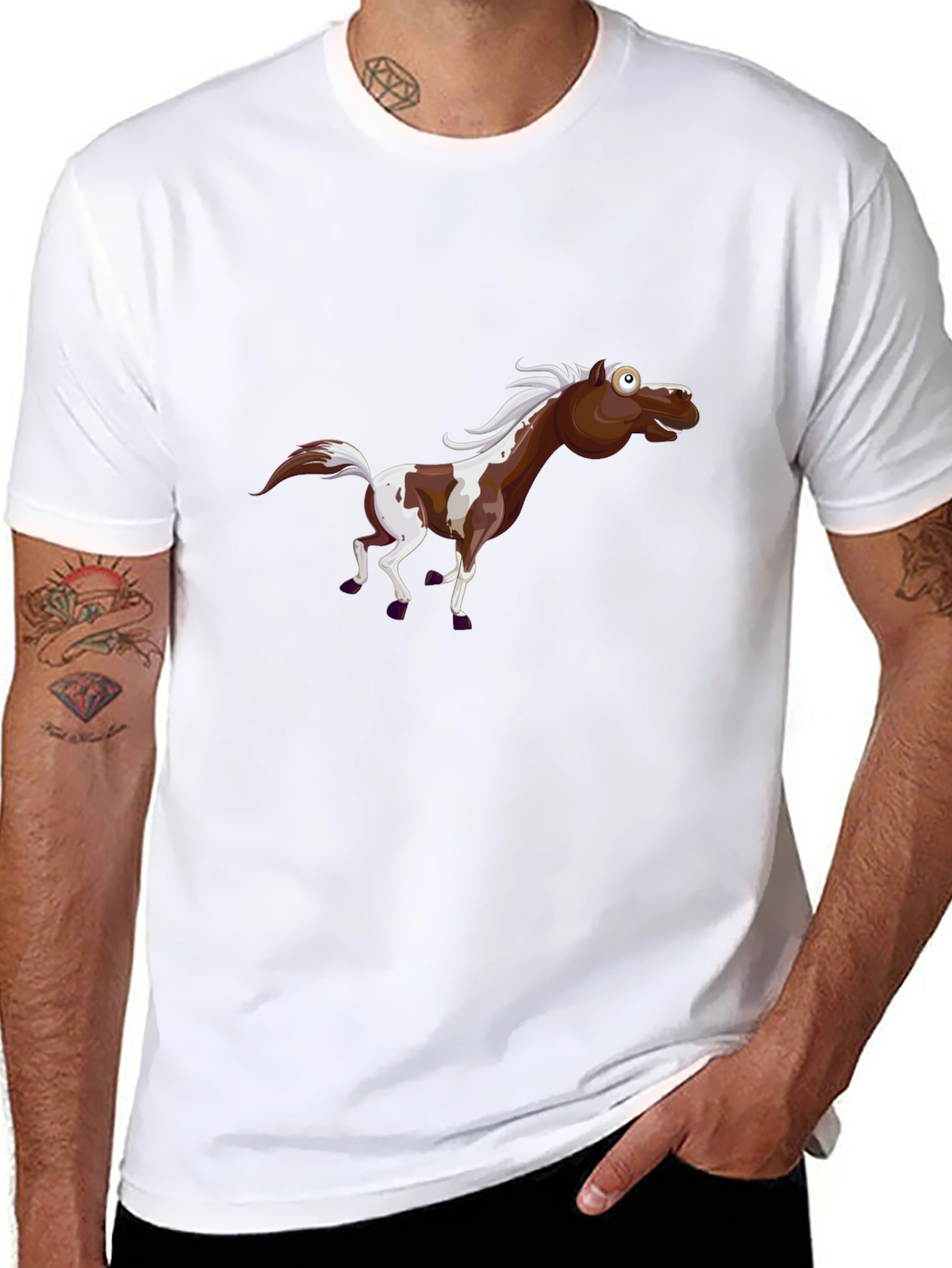 Funny Horse Graphic Black T-Shirt