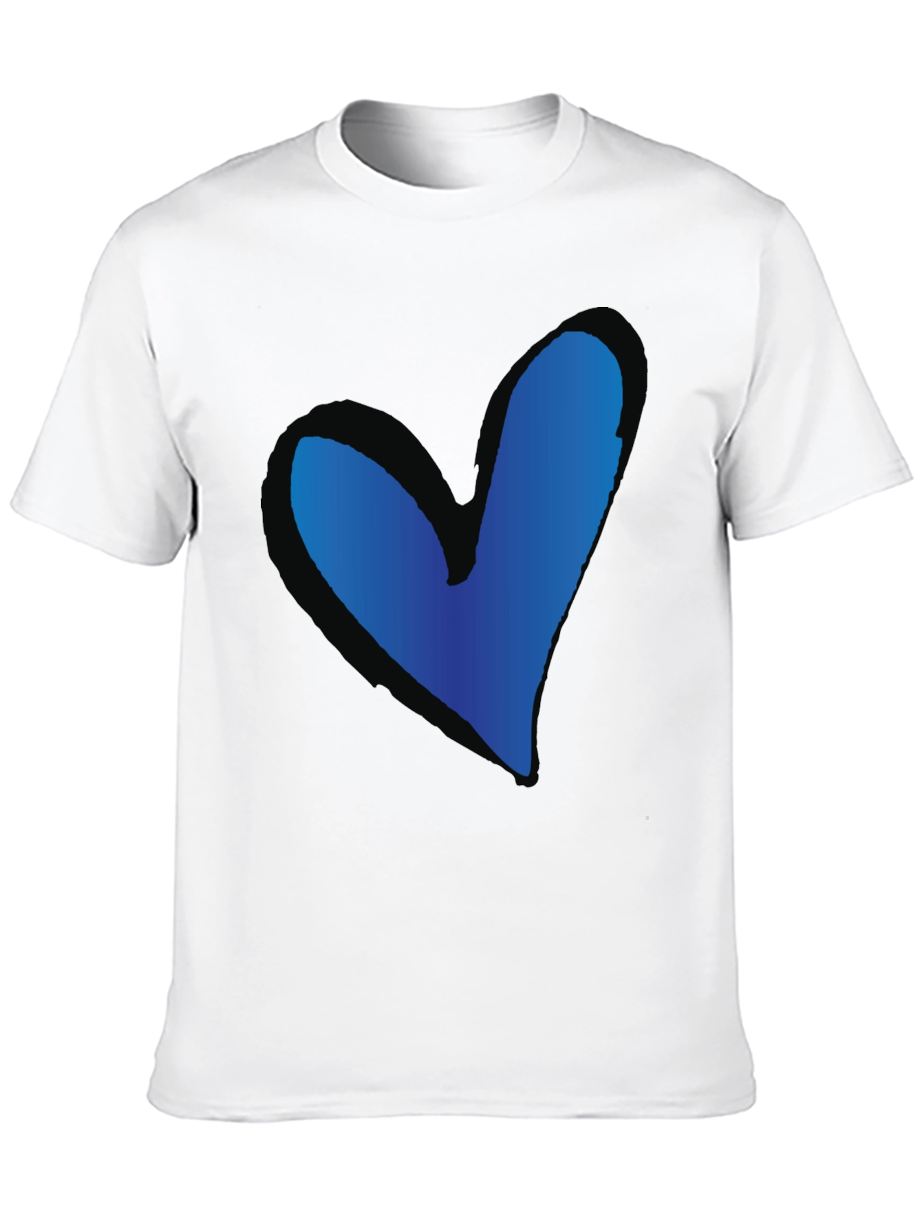 Blue Heart Graphic Black T-Shirt