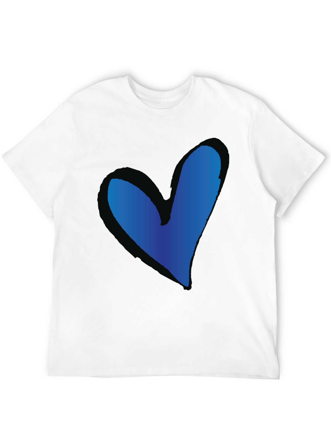 Blue Heart Graphic Black T-Shirt