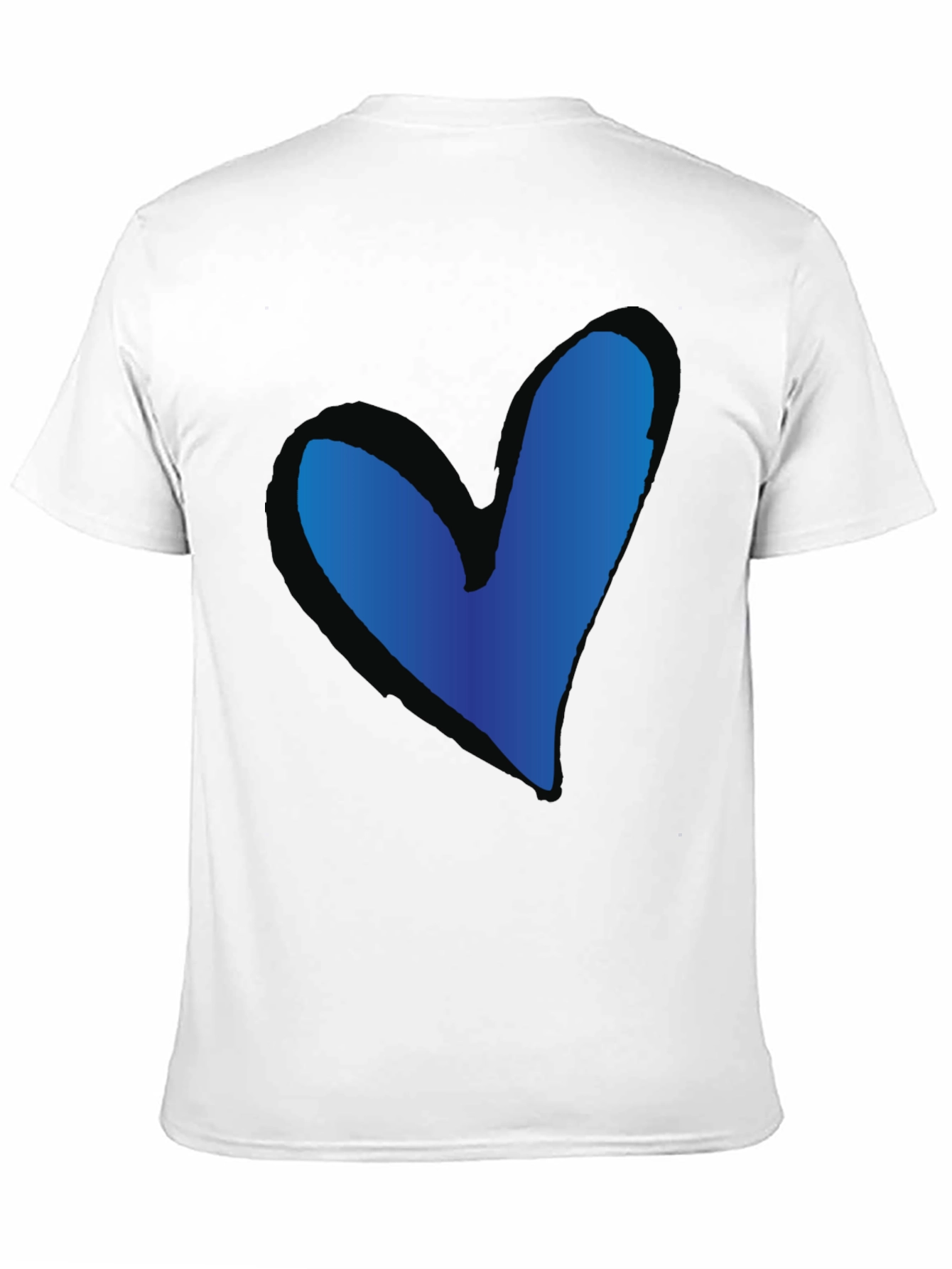Blue Heart Graphic Black T-Shirt