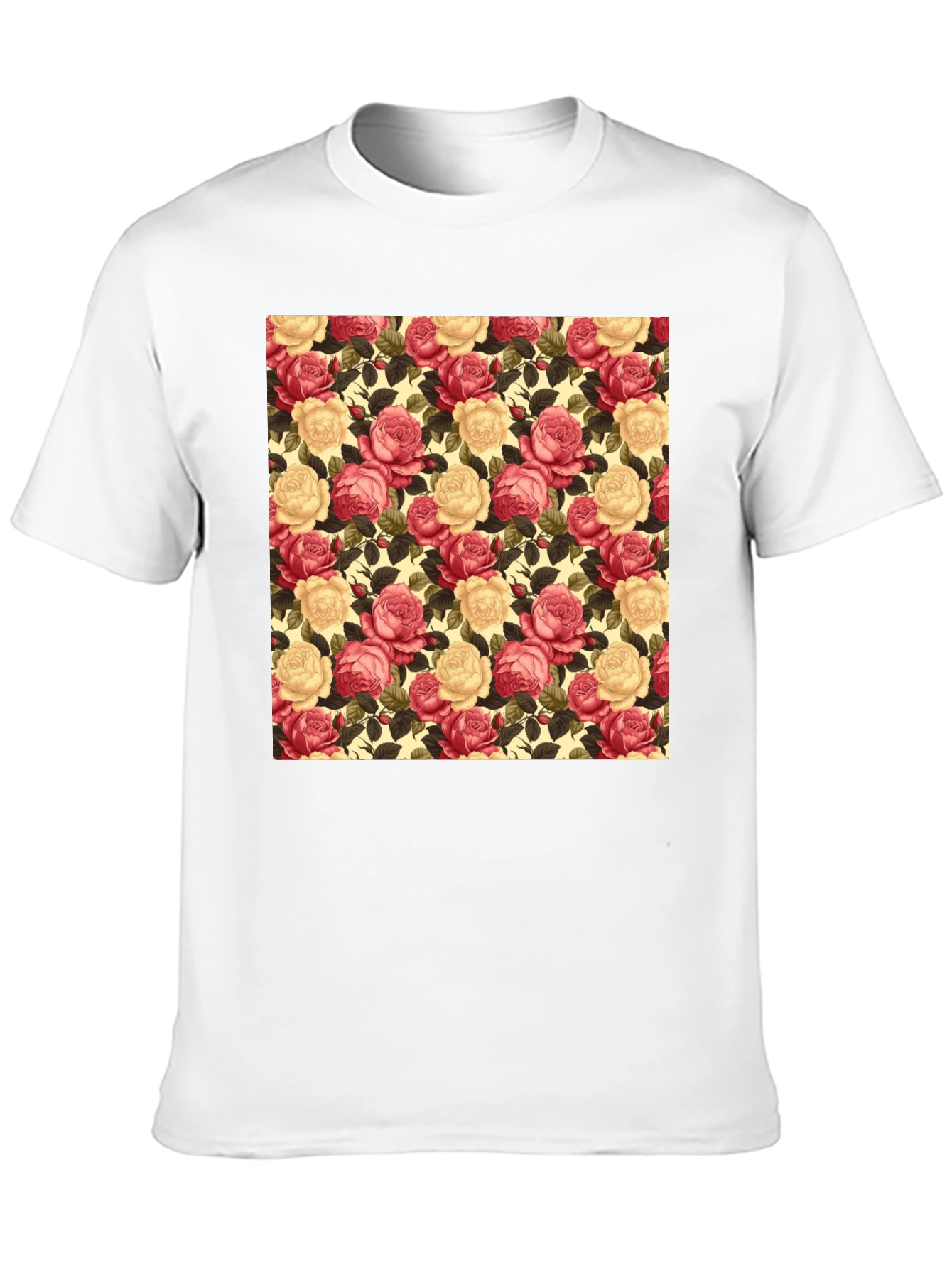 Floral Rose Print Black T-Shirt