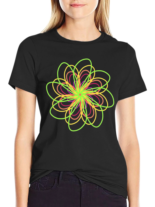 Abstract Floral Graphic Tee - Black