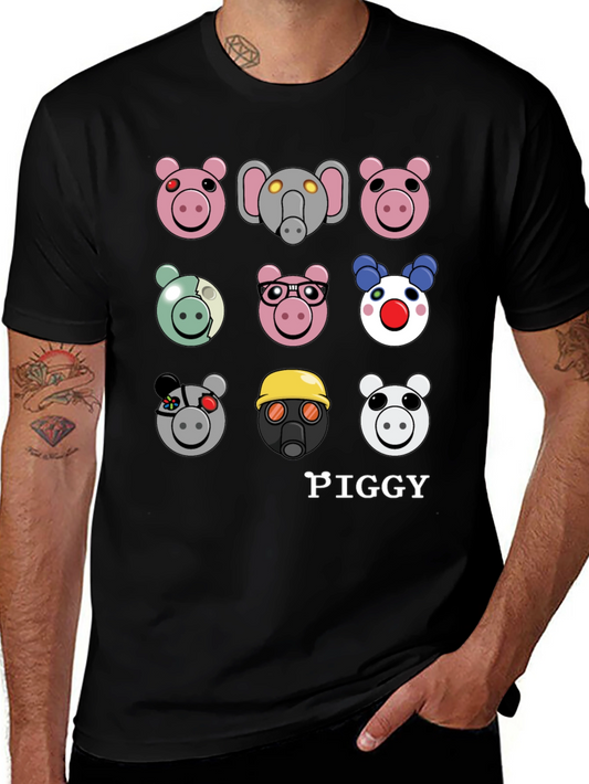 Piggy Character T-Shirt - Trendy Pig Cartoon Tee