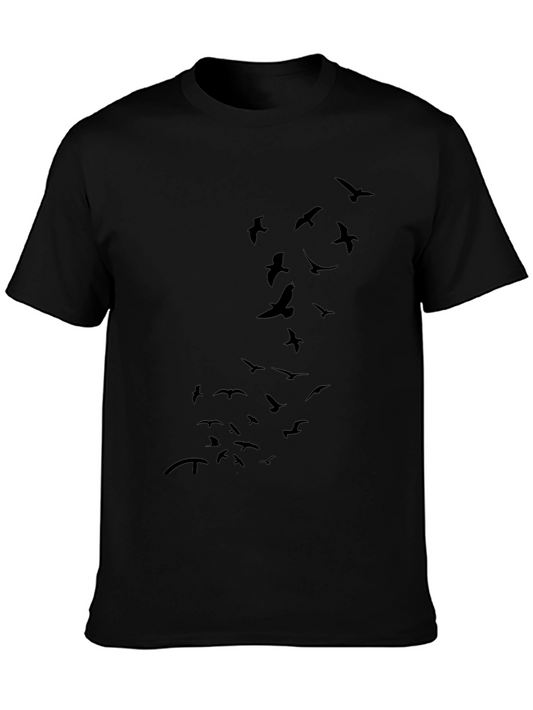 Black T-Shirt with Flying Bird Graphic
