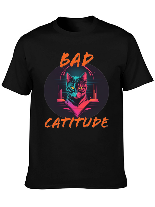 Bad Catitude Graphic Tee - Cool Cat Lover T-Shirt