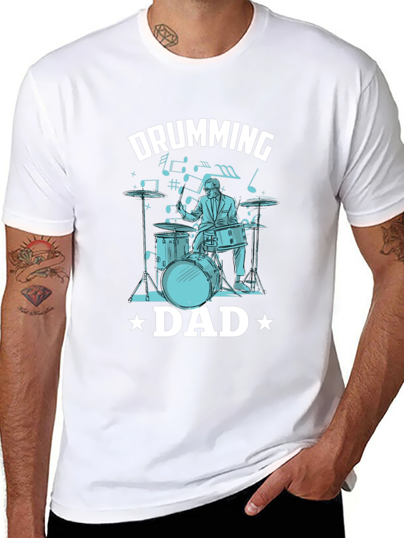 Drumming Dad T-Shirt - Musician Father Tee