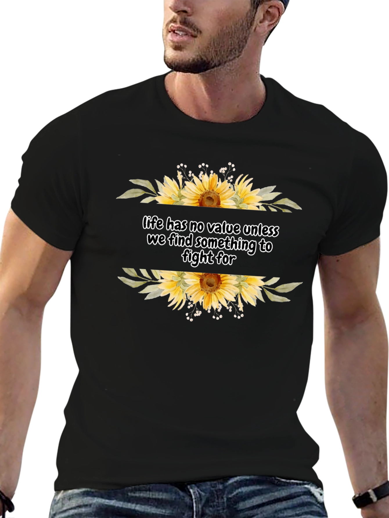 Sunflower Life Quote Graphic T-Shirt
