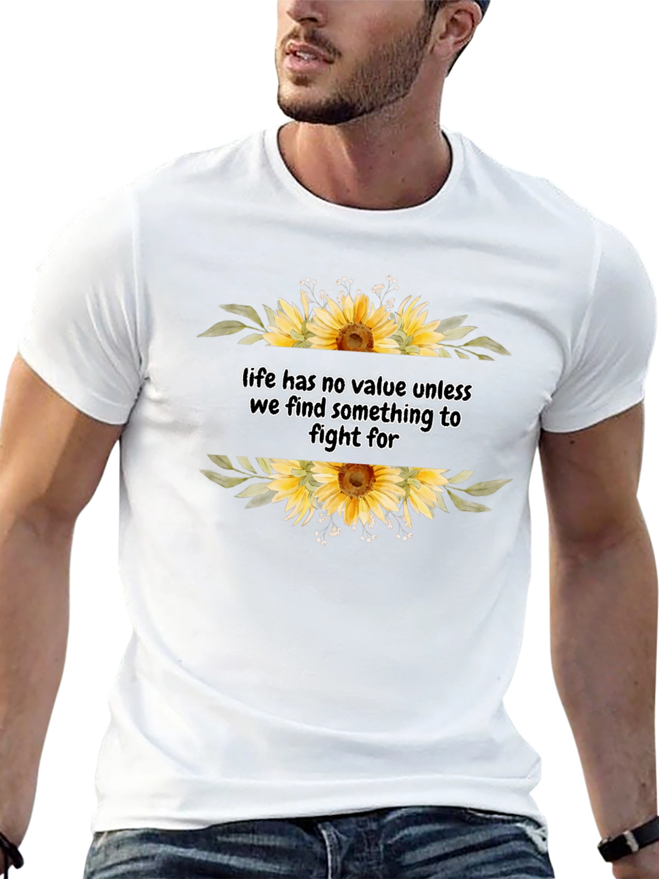 Sunflower Life Quote Graphic T-Shirt
