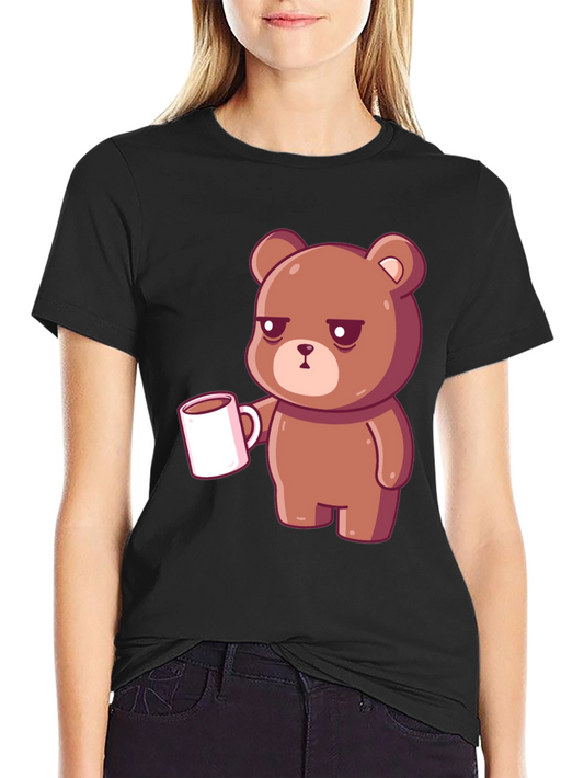 Sleepy Bear Coffee T-Shirt - Black Casual Tee