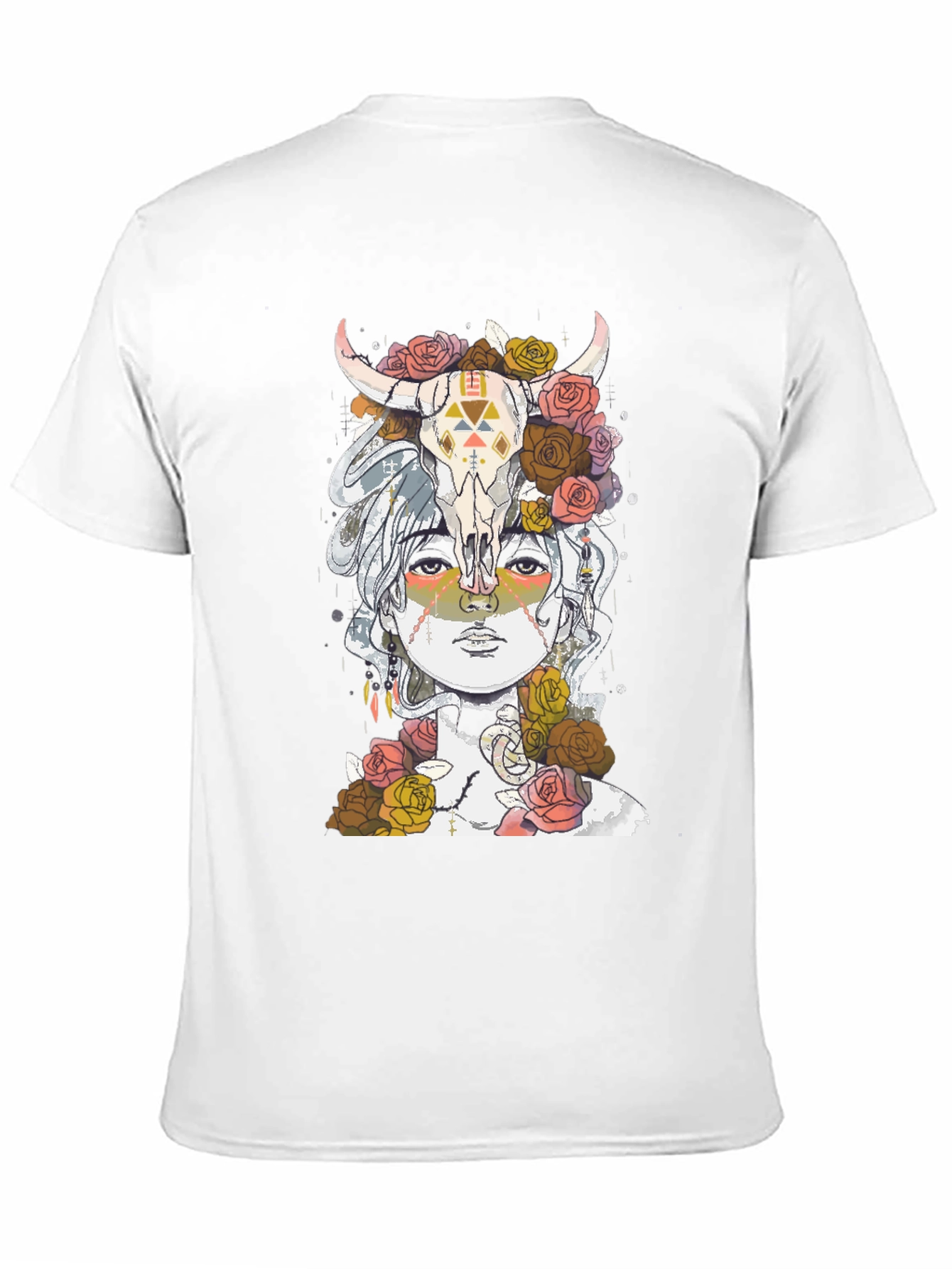 Skull & Floral T-Shirt - Artistic Graphic Tee