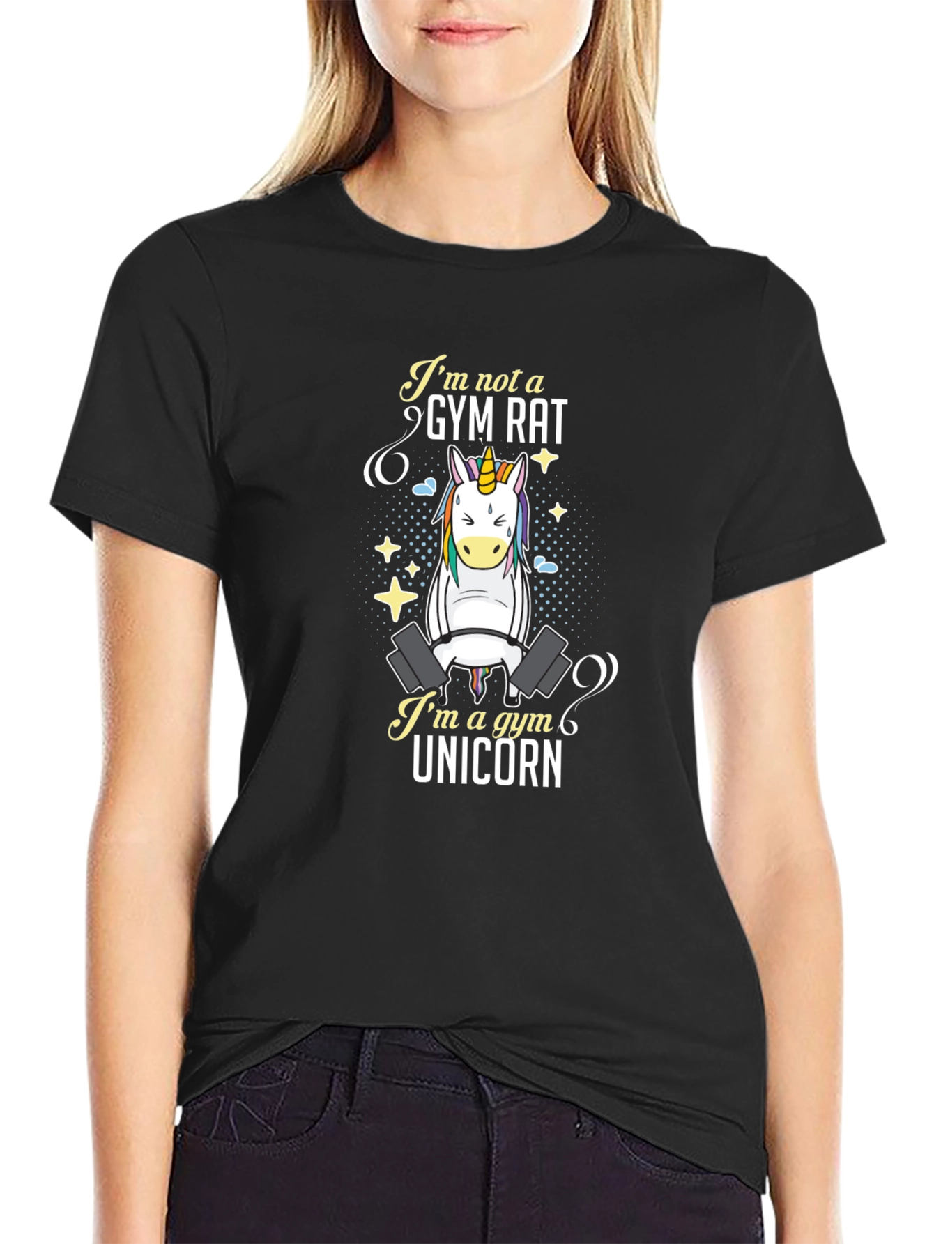 Gym Unicorn Graphic T-Shirt - Black