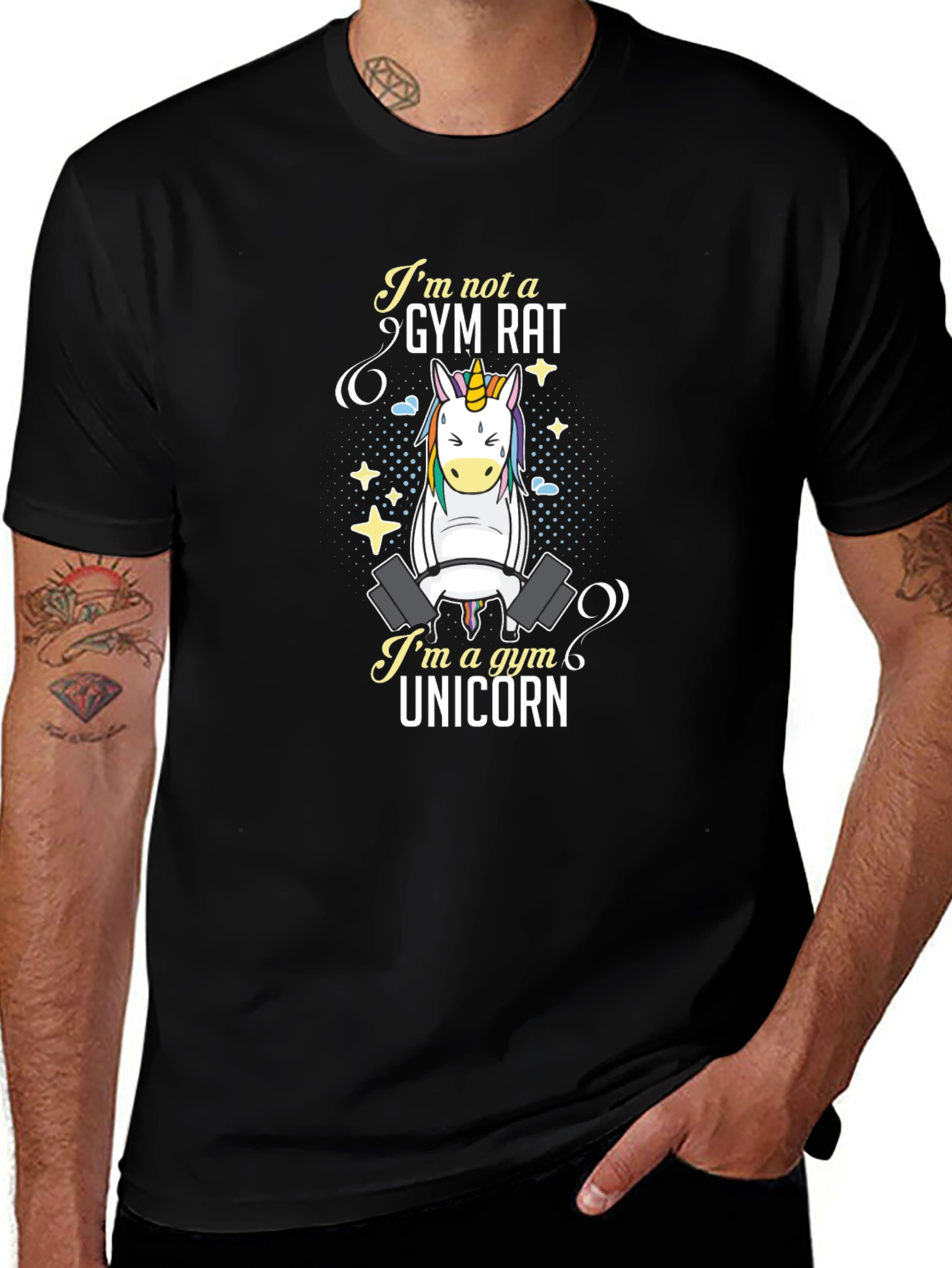 Gym Unicorn Graphic T-Shirt - Black