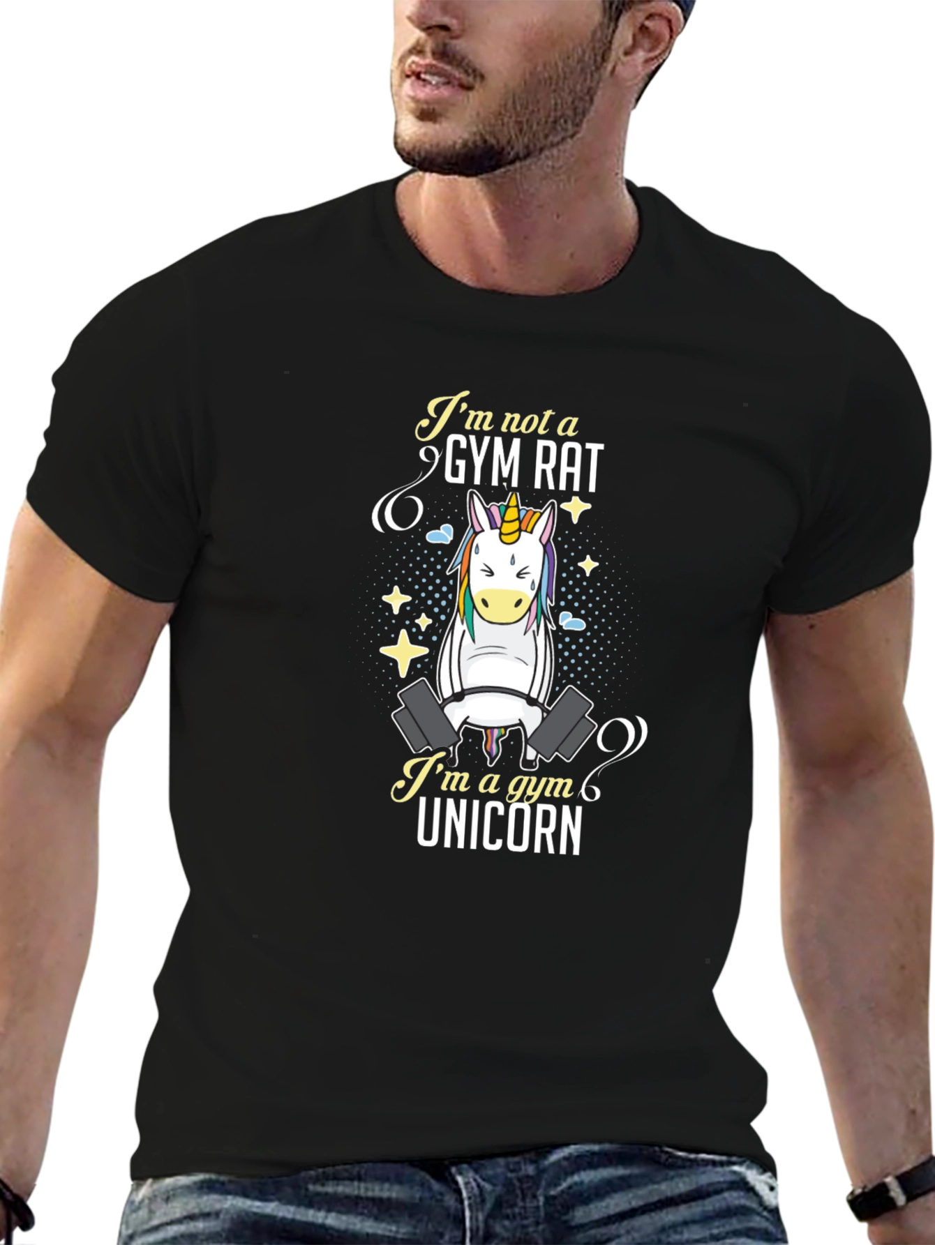 Gym Unicorn Graphic T-Shirt - Black