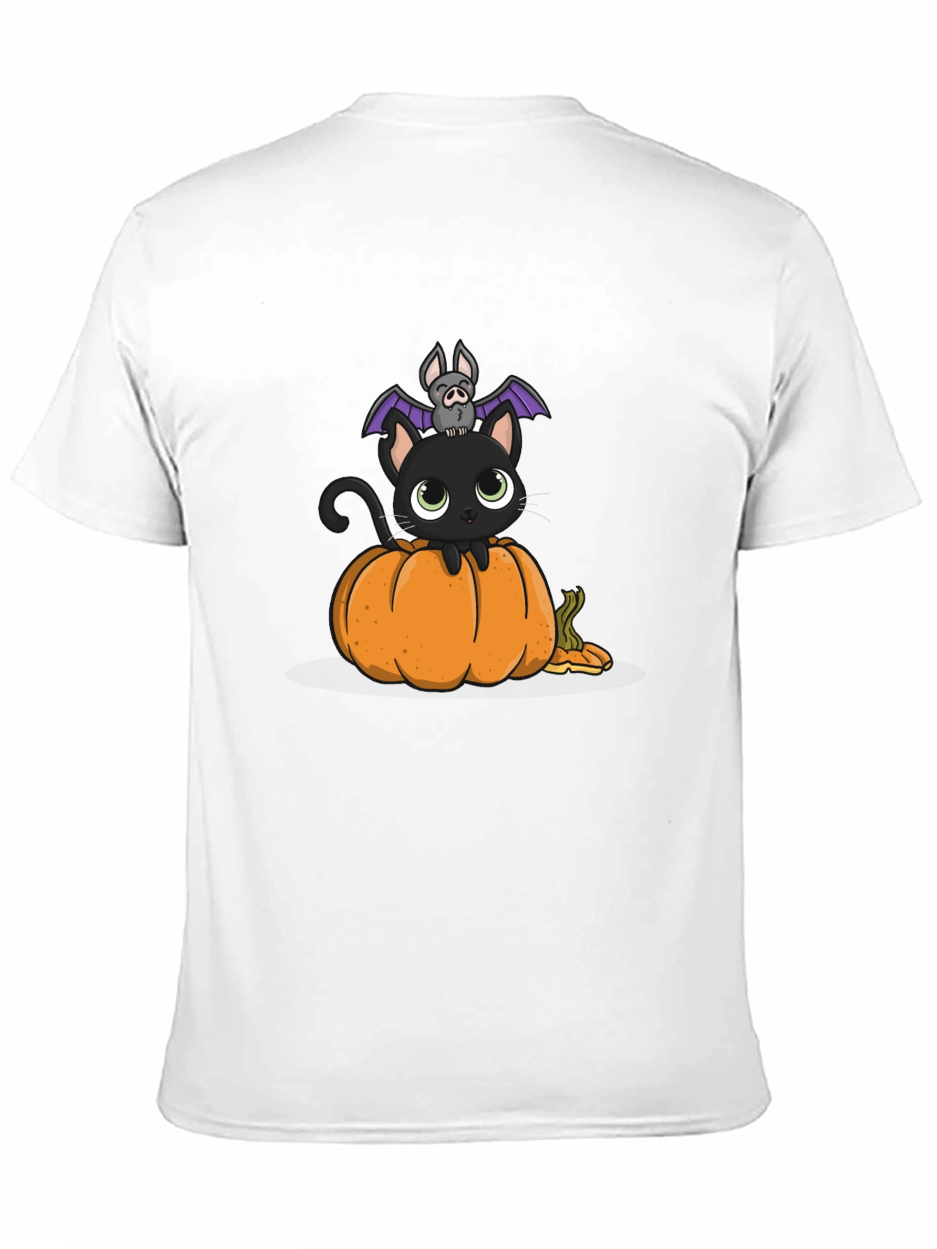 Halloween Cat & Bat on Pumpkin T-Shirt
