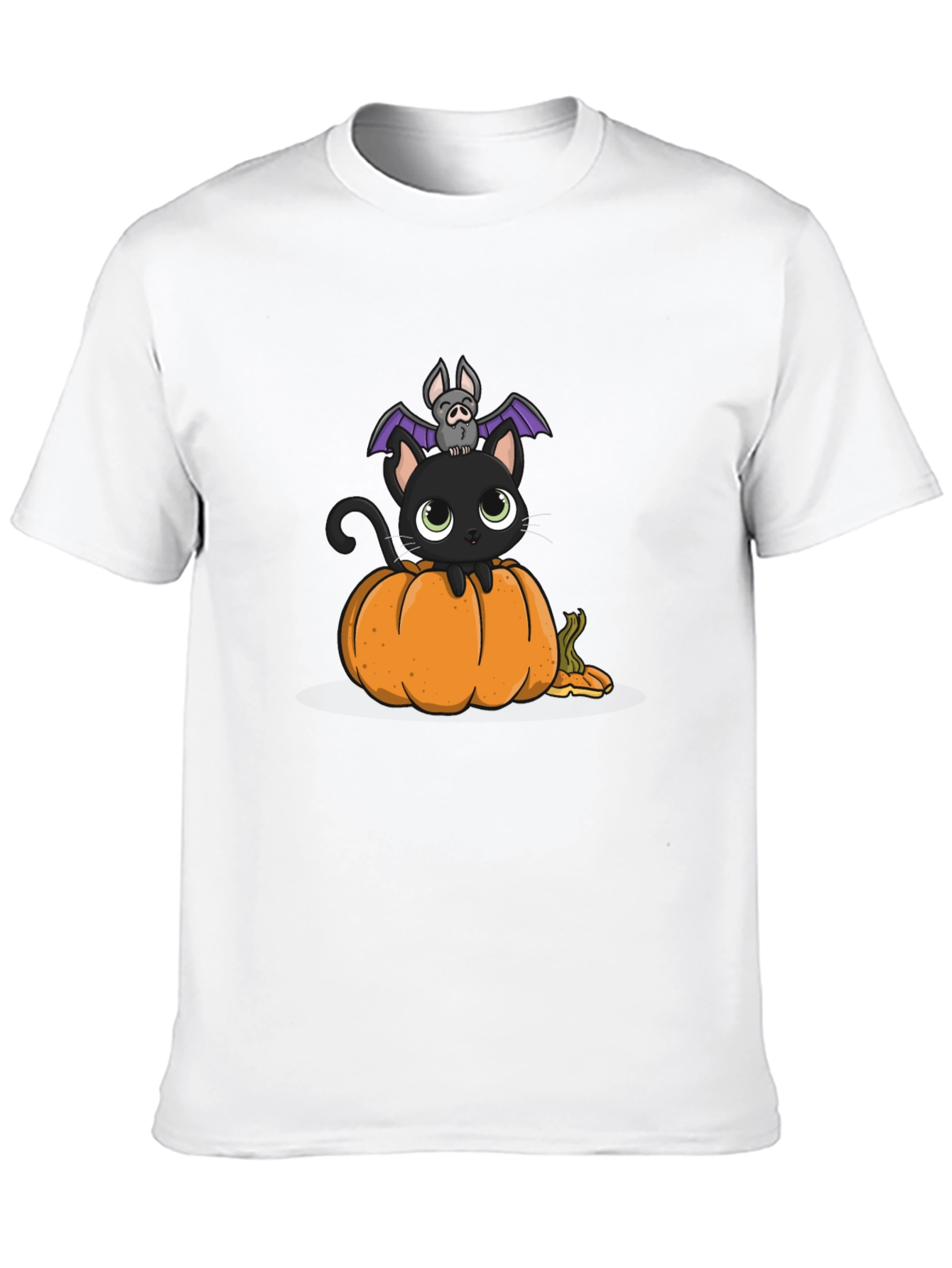 Halloween Cat & Bat on Pumpkin T-Shirt