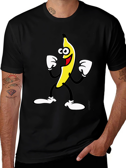 Funny Banana Cartoon Graphic Black T-Shirt