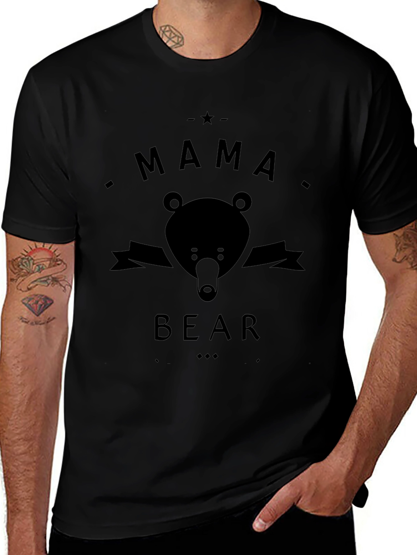Mama Bear Black Graphic T-Shirt