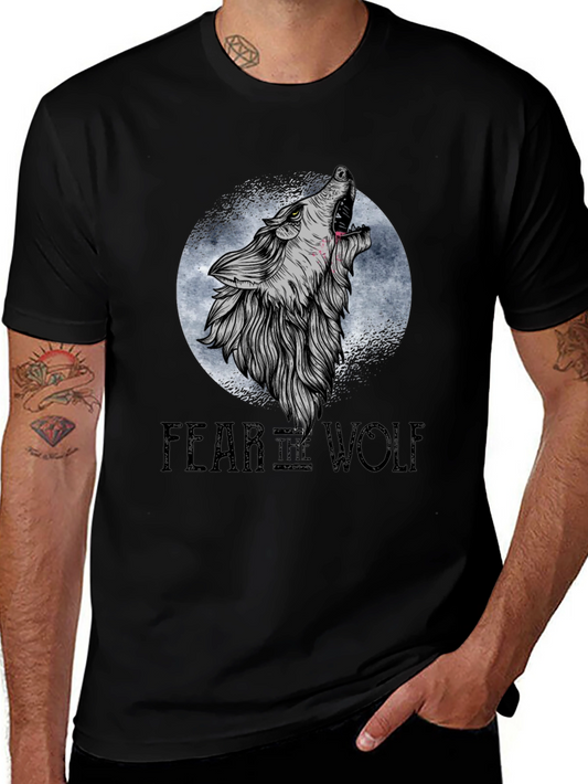 Fear the Wolf Graphic Print Black T-Shirt