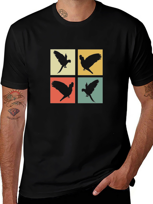 Retro Parrot Silhouette T-Shirt - Unique Bird Lover Tee