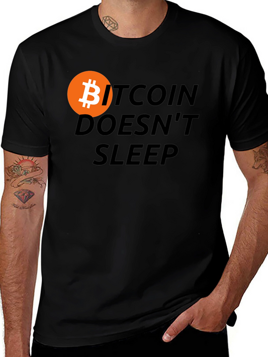 Bitcoin Never Sleeps Black T-Shirt
